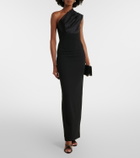 Solace London Gracie one-shoulder satin-trimmed gown