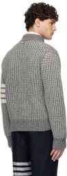 Thom Browne Gray Irish Wool 4-Bar Bomber Jacket
