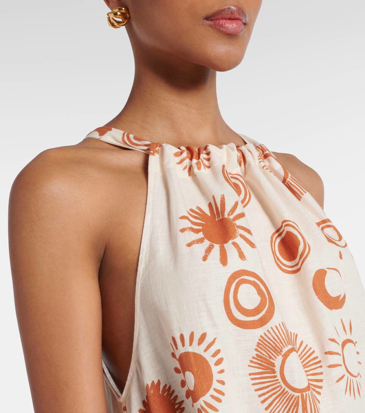 Asceno Ibiza printed linen and cotton maxi dress