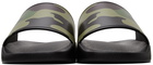 Burberry Beige & Black Camouflage Print Slides