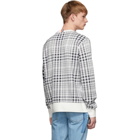 Thom Browne Navy and White Shadow Check Jacquard Sweatshirt