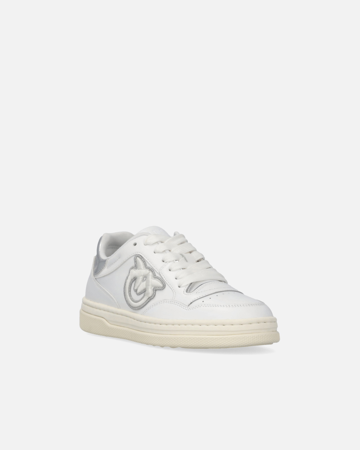 Pinko Leather Sneakers With Metallic Details White/Silver