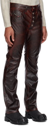 Diesel Burgundy P-Revol Faux-Leather Trousers