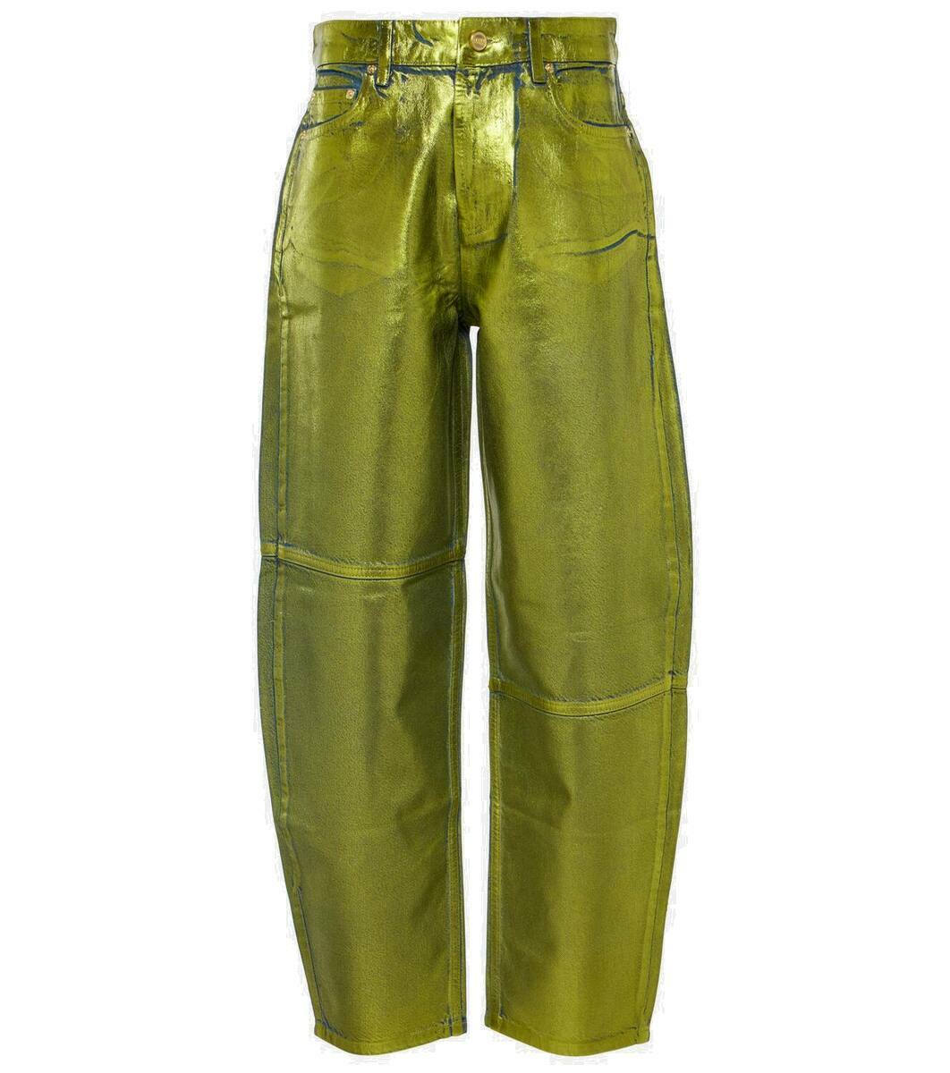 ganni-metallic-high-rise-barrel-leg-jeans-ganni