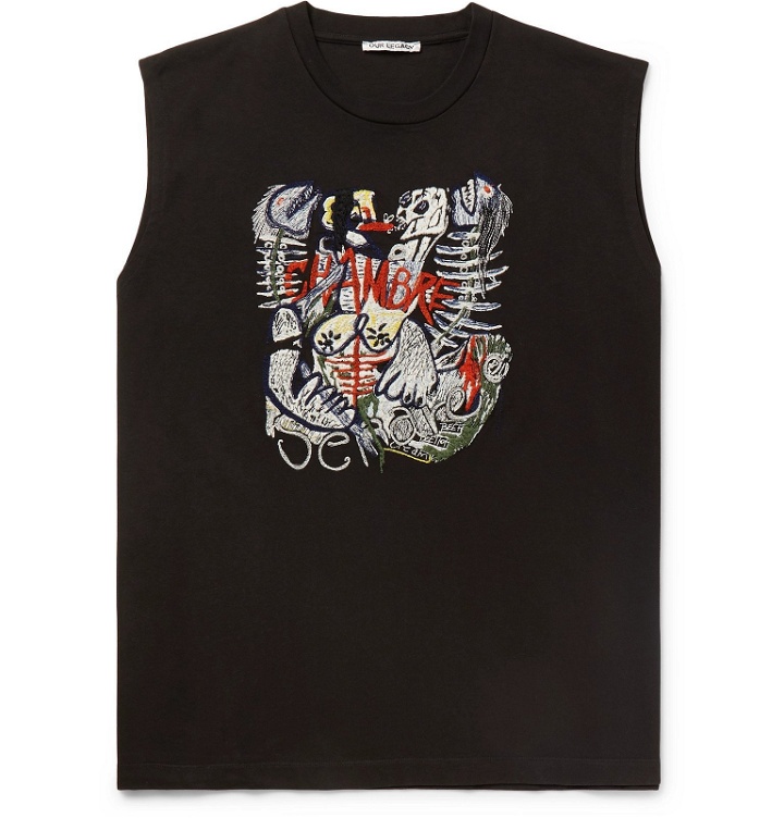 Photo: Our Legacy - Last Meal Embroidered Cotton-Jersey Tank Top - Black