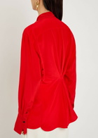 Victoria Beckham Draped Asymmetric Silk Blouse Red