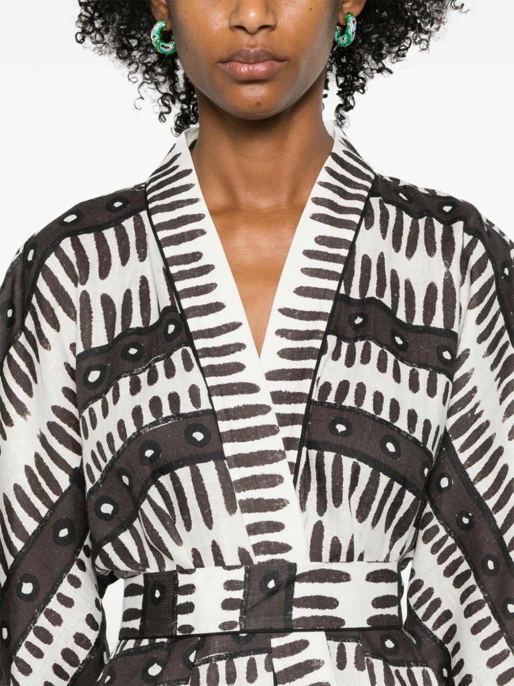 Maison La Plage Brown Kenya Belted Linen Dress
