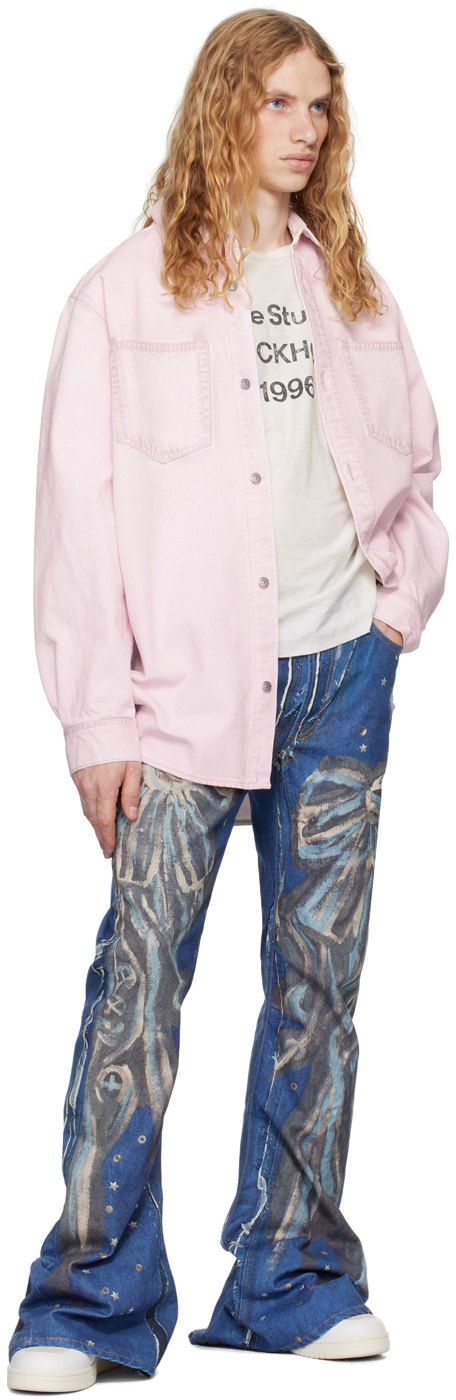 Acne Studios Pink Button-Up Relaxed-Fit Denim Shirt Acne Studios