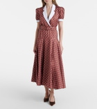 Rodarte Belted polka-dot silk twill midi dress