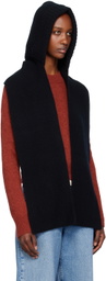 Yves Salomon Black Cashmere & Wool Hooded Scarf