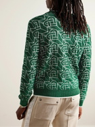 Casablanca - Slim-Fit Logo-Embellished Metallic Jacquard-Knit Sweater - Green
