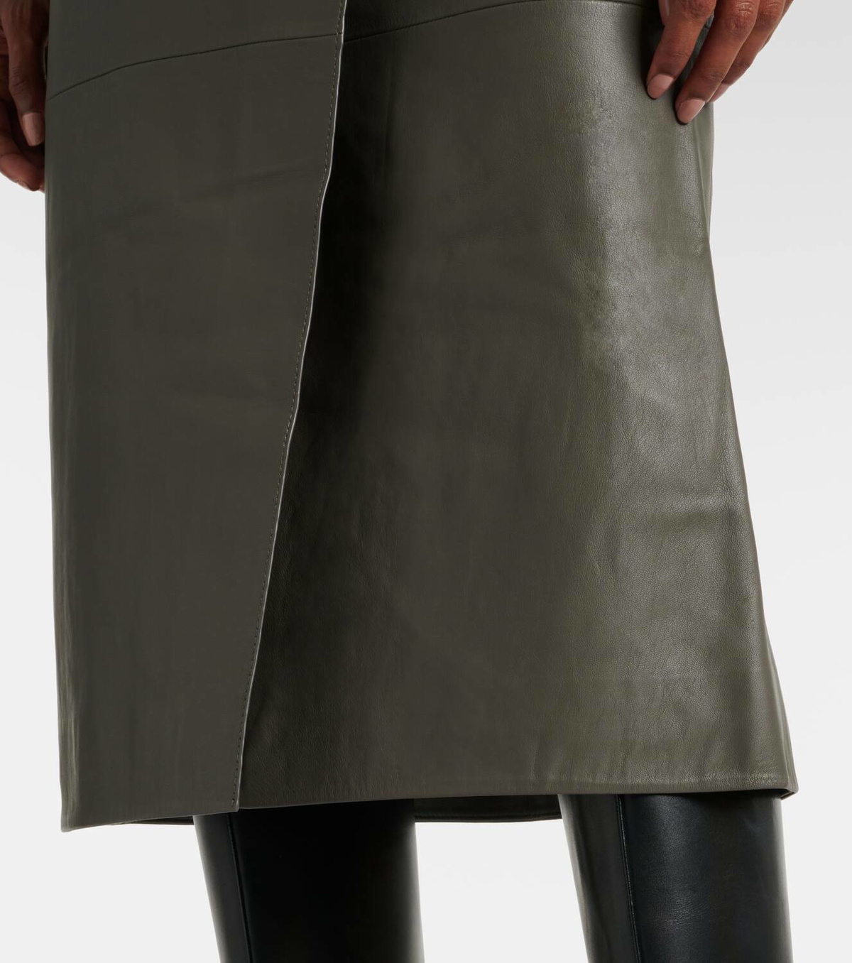 Yves Salomon Météo leather midi skirt