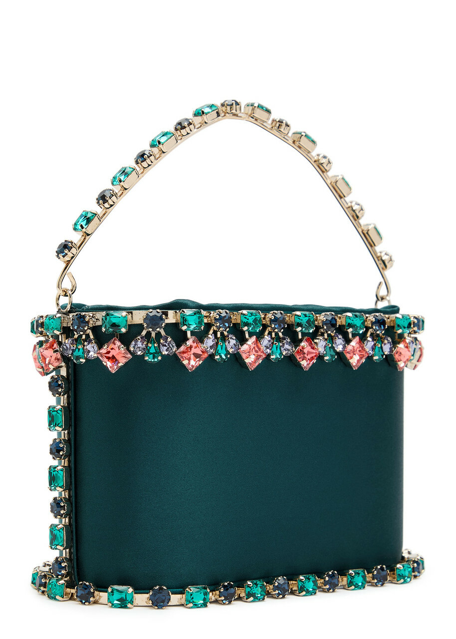 Rosantica Holli Buganville Crystal-embellished Satin top Handle bag - Teal - One Size