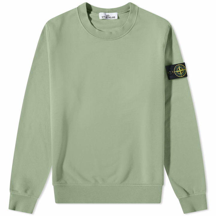 Photo: Stone Island Men's Garment Dyed Crew Neck Sweat in Sage