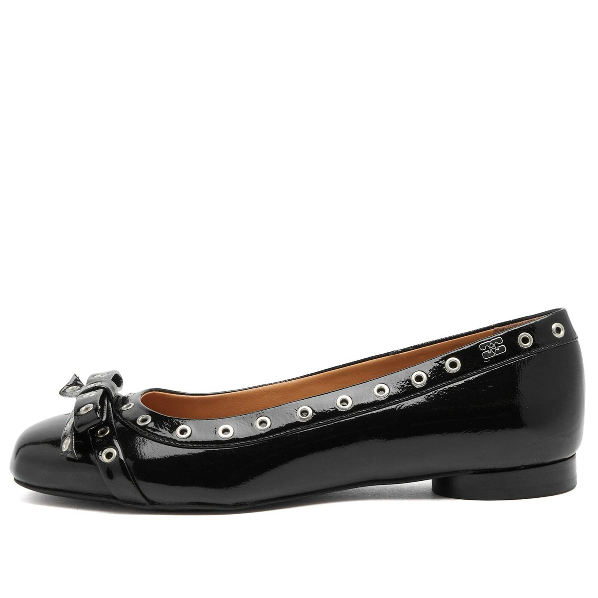 靴 Eyelets Bow Ballerina Naplack GANNI GANNI Women's Eyelets Bow Ballerina Naplack in Black GANNI