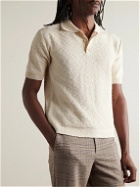 Maison Margiela - Cotton-Blend Bouclé Polo Shirt - Neutrals