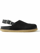 VINNY's - Leather-Trimmed Suede Mules - Black
