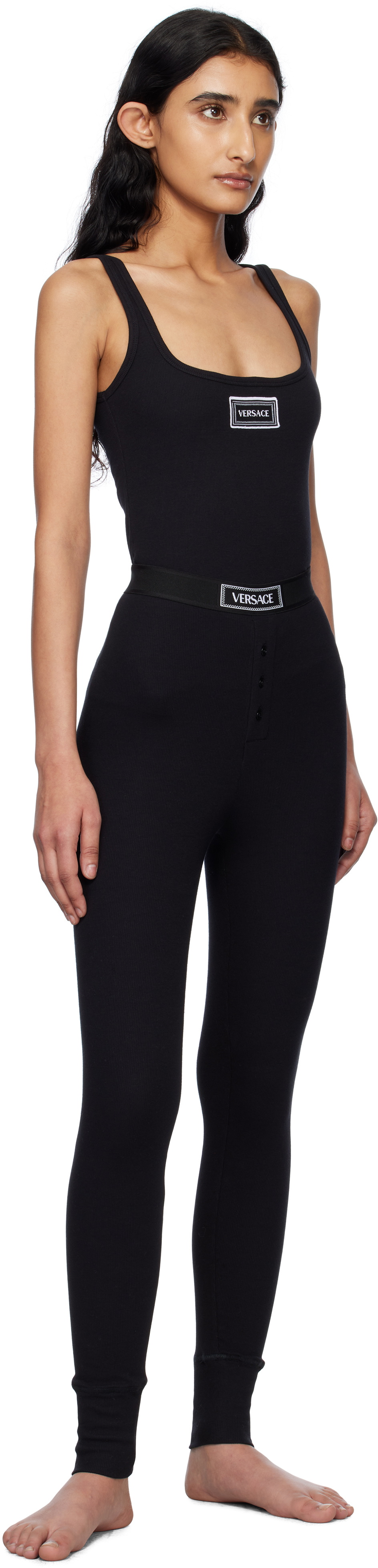 Versace Underwear Black 90s Vintage Logo Ribbed Tank Top