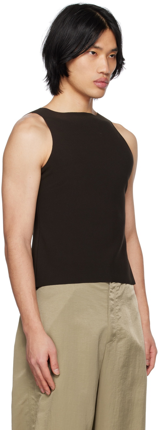 Birrot Brown Boat Neck Tank Top