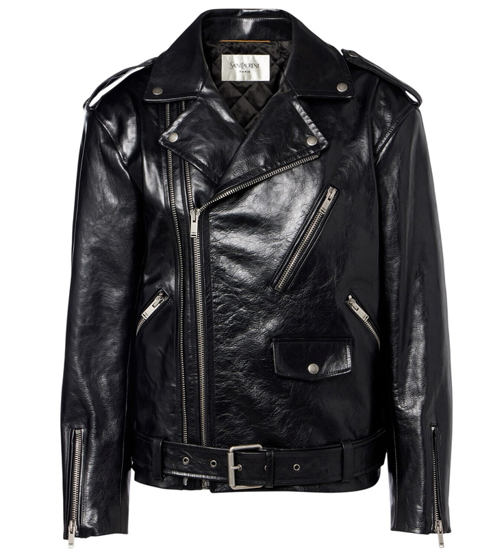Photo: Saint Laurent Padded leather biker jacket