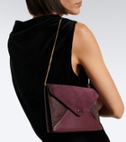 Khaite Grace leather-trimmed suede clutch