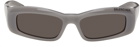 Balenciaga Gray Rectangular Sunglasses