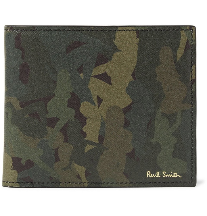 Photo: Paul Smith - Camouflage-Print Cross-Grain Leather Billfold Wallet - Army green