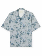 Officine Générale - Eren Camp-Collar Floral-Print Cotton-Poplin Shirt - Blue