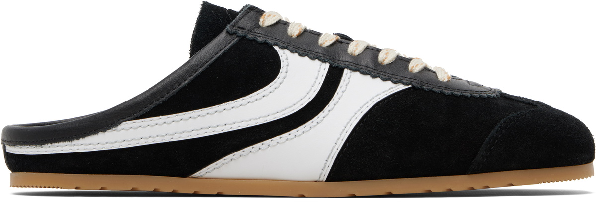 Dries Van Noten Black Suede Sneaker Mule Loafers