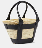 DeMellier Santorini leather-trimmed straw tote bag