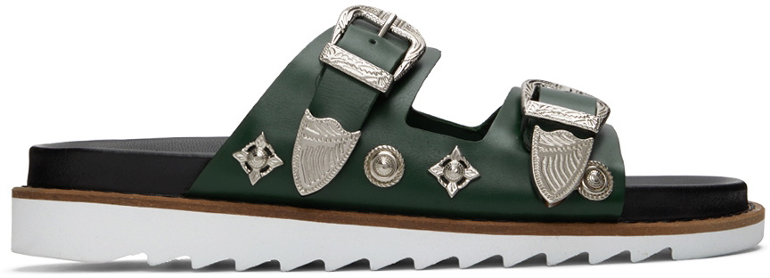 Toga Pulla Green Double Buckle Charms Sandals Toga Pulla