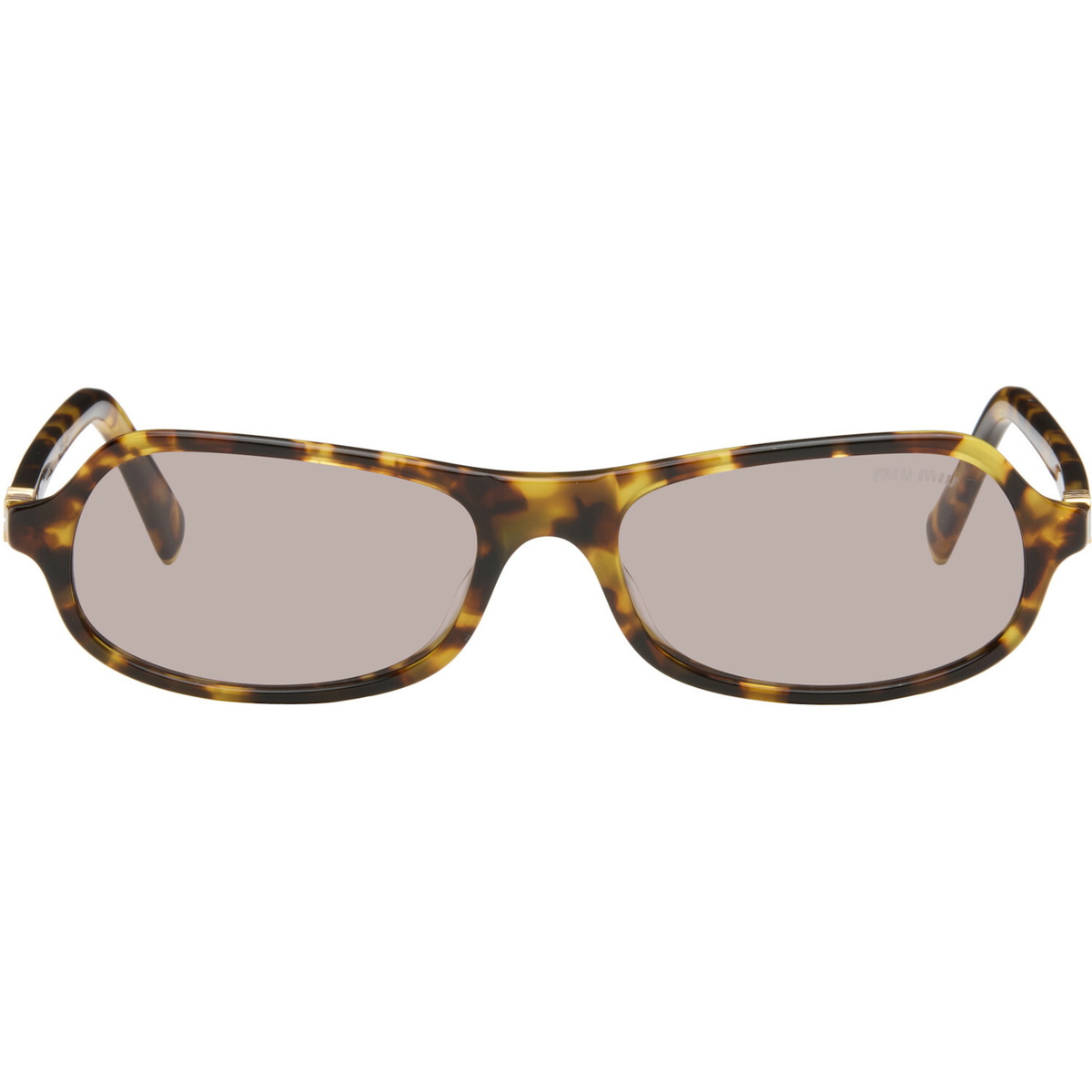Miu Miu Eyewear Brown Tortoiseshell Rectangular Sunglasses