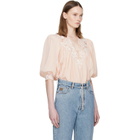 Chloé Pink Fluid Puff-Sleeve Blouse