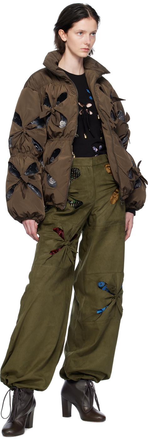 J.Kim Khaki Paneled Faux-Suede Cargo Pants