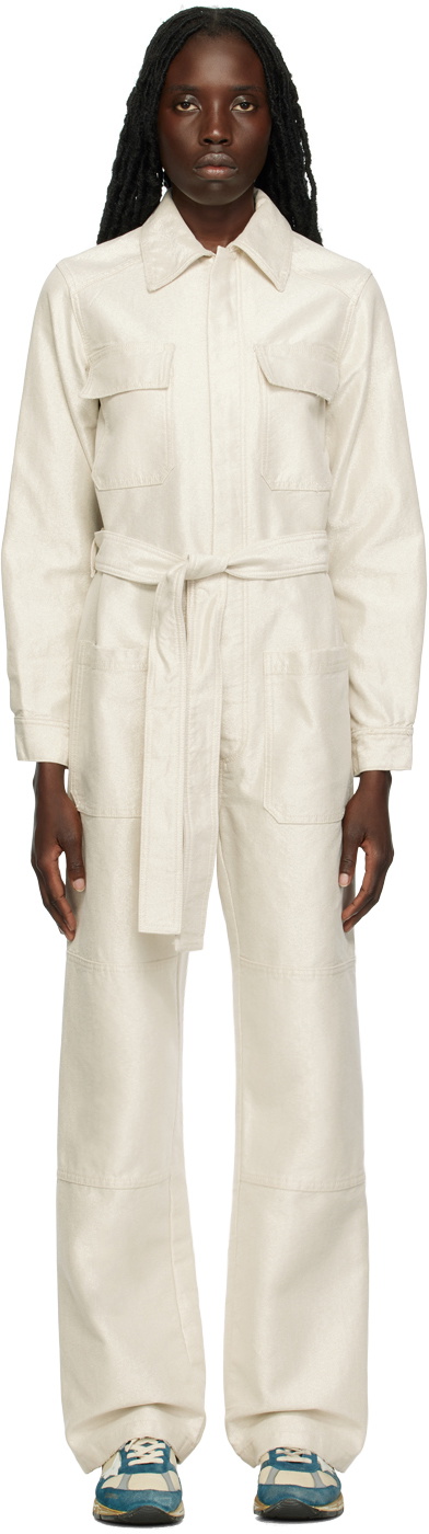Golden Goose Off-White Belted Denim Jumpsuit