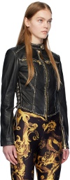 Versace Jeans Couture Black Bleached Leather Jacket