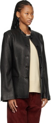 Róhe Black Shaped Grain Leather Jacket
