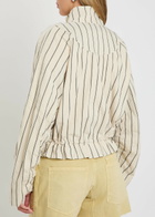 Free People Devon Balloon Striped Cotton Jacket Ivory