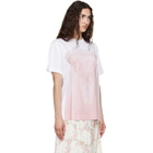 Simone Rocha White & Pink Bow Sash Slip Dress Trompe L'Oeil Print T-shirt