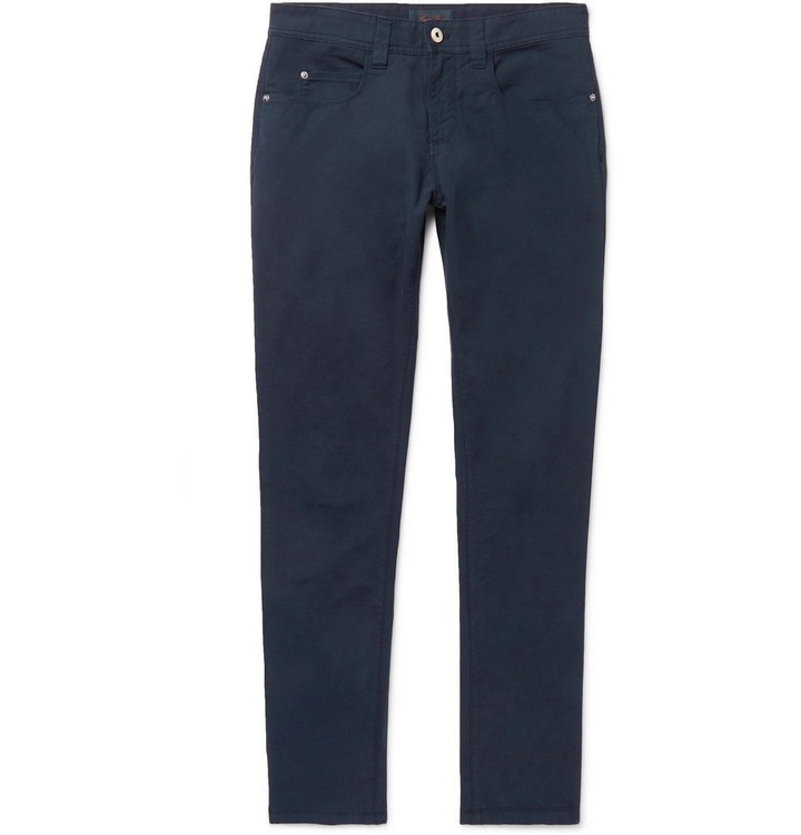 Photo: Loro Piana - Slim-Fit Stretch-Cotton Trousers - Men - Navy