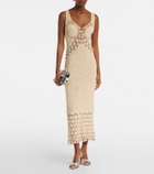 Rabanne Embellished crochet cotton midi dress
