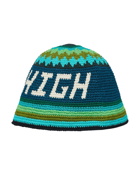 Camp High Counselor Crochet Bucket Hat Blue