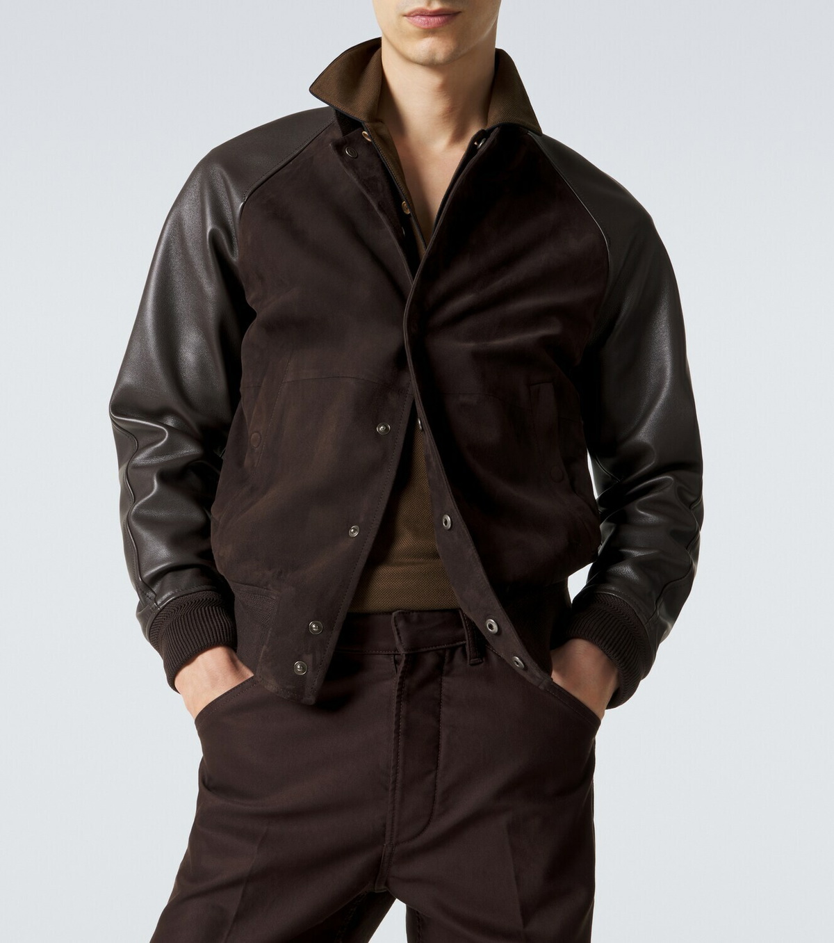 Tom Ford Leather and suede bomber jacket