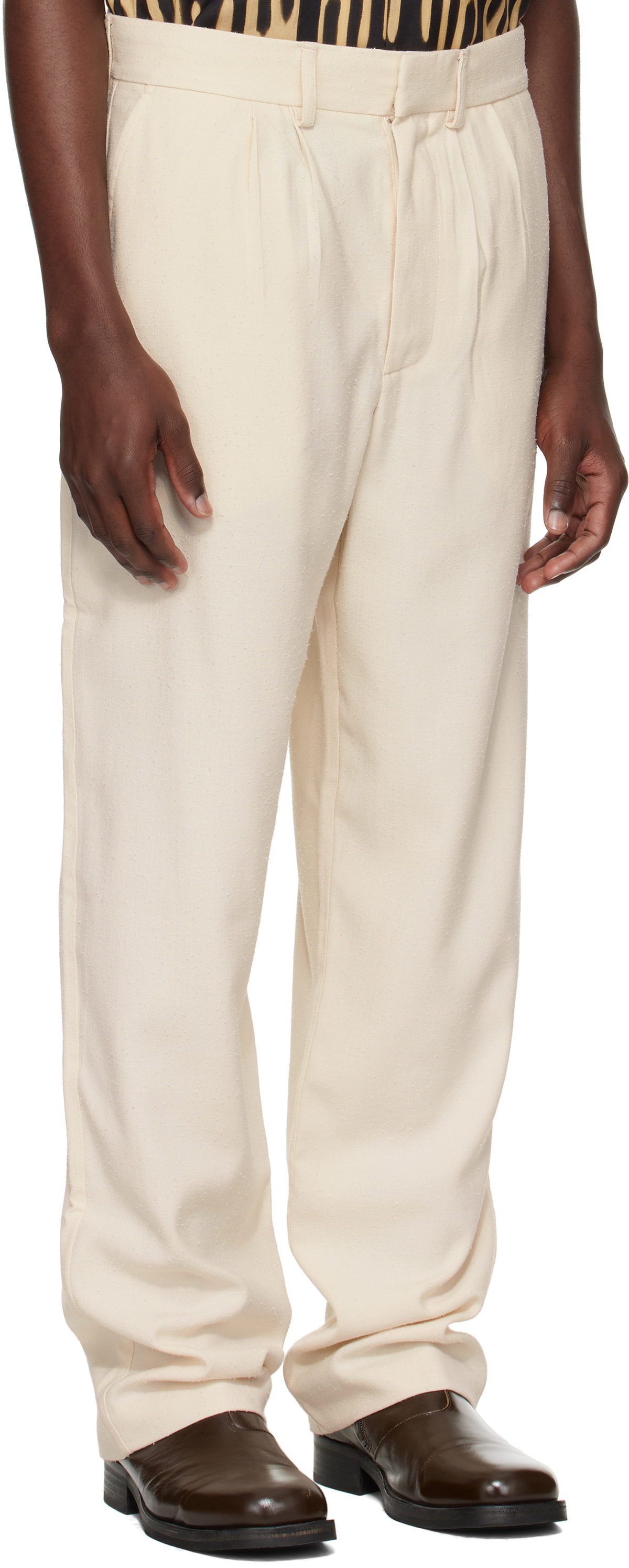 COMMAS Off-White Textured Tailored Trousers