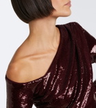 Roland Mouret Draped sequined asymmetric top