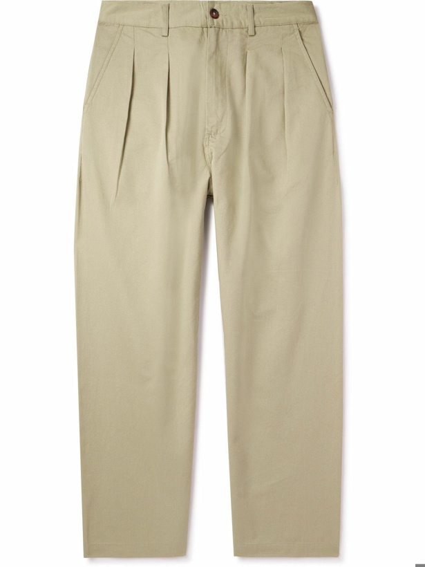 Photo: Universal Works - Straight-Leg Pleated Cotton-Twill Trousers - Neutrals