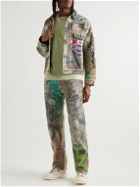 PROLETA-RE-ART - Uroboros Distressed Embroidered Appliquéd Denim Jacket - Green