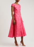 Talbot Runhof Floral-jacquard Midi Dress Pink