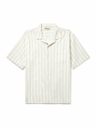 Onia - Vacation Convertible-Collar Striped Cotton and Linen-Blend Shirt - White