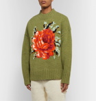 AMI - Oversized Floral-Intarsia Wool Sweater - Green